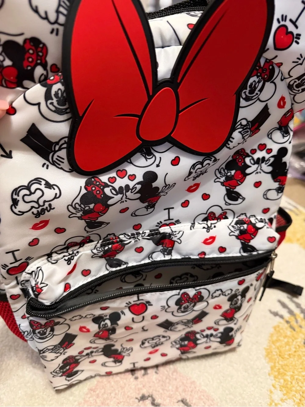 NWOT Disney Minnie Mouse Kids Backpack - Red, Black & White